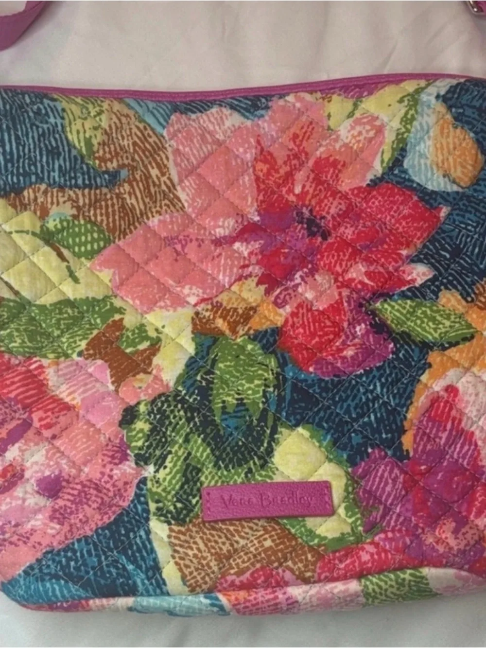 Vera Bradley Multicolor Floral Crossbody with Pink Strap